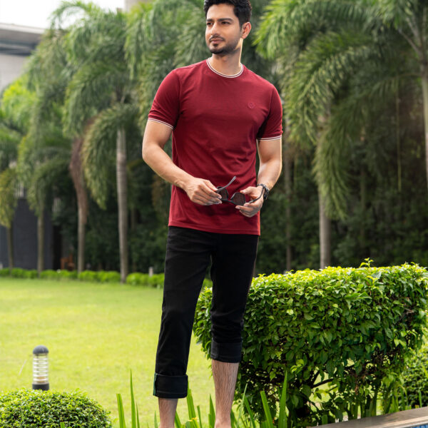 Richman Men’s Maroon Color Round Neck T-Shirt Richman Men’s Maroon Color Round Neck T-Shirt