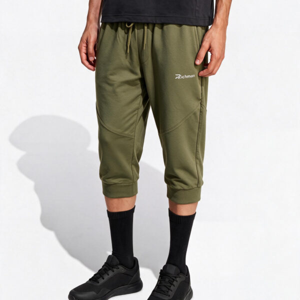 RICHMAN MEN’S OLIVE COLOR ATHLETIC CROPPED PANT RICHMAN MEN’S OLIVE COLOR ATHLETIC CROPPED PANT