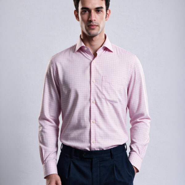 RICHMAN MEN’S REGULAR FIT PINK CHECK SHIRT RICHMAN MEN’S REGULAR FIT PINK CHECK SHIRT