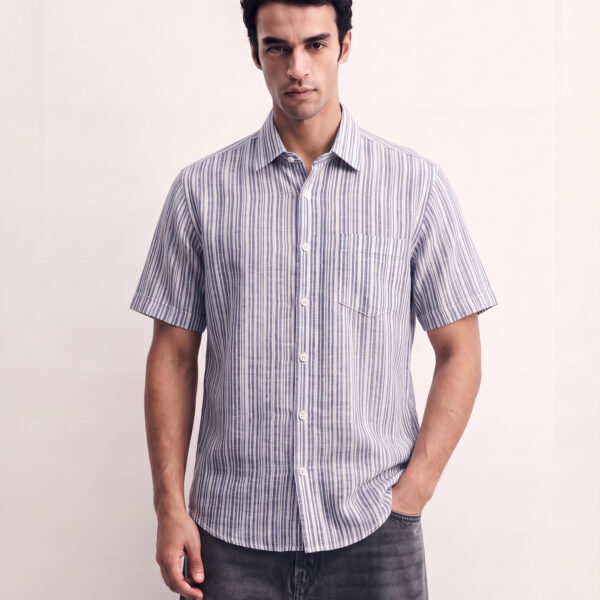 RICHMAN MEN’S OFF-WHITE STRIPE SLIM FIT SHIRT RICHMAN MEN’S OFF-WHITE STRIPE SLIM FIT SHIRT