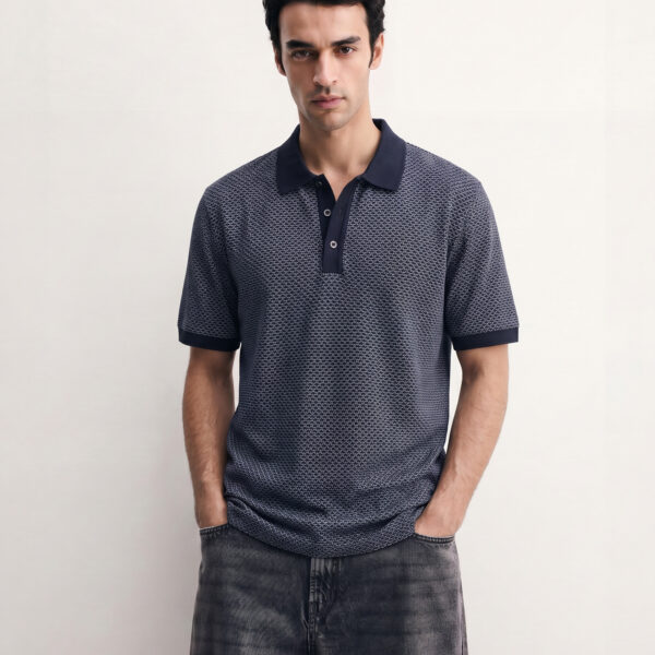 RICHMAN MEN’S NAVY PRINTED POLO SHIRT RICHMAN MEN’S NAVY PRINTED POLO SHIRT