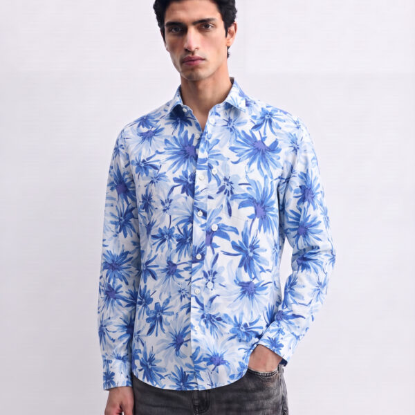 RICHMAN MEN’S ULTRA SLIM FIT BLUE PRINTED CASUAL SHIRT RICHMAN MEN’S ULTRA SLIM FIT BLUE PRINTED CASUAL SHIRT