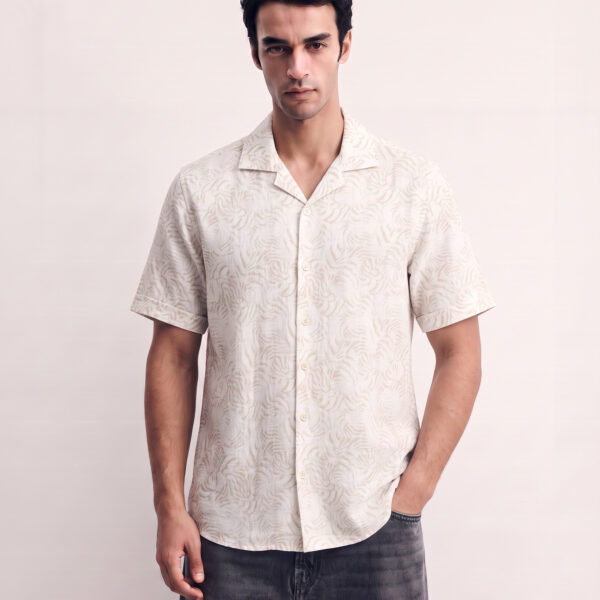 RICHMAN MEN’S OFF-WHITE PRINTED HAWAI SHIRT RICHMAN MEN’S OFF-WHITE PRINTED HAWAI SHIRT