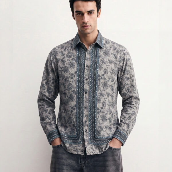 RICHMAN MEN’S LITE BROWN PRINTED CASUAL HAWAI SHIRT RICHMAN MEN’S LITE BROWN PRINTED CASUAL HAWAI SHIRT