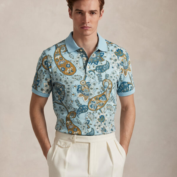 RICHMAN MEN’S PRINTED LITE SKY COLOR POLO SHIRT RICHMAN MEN’S PRINTED LITE SKY COLOR POLO SHIRT