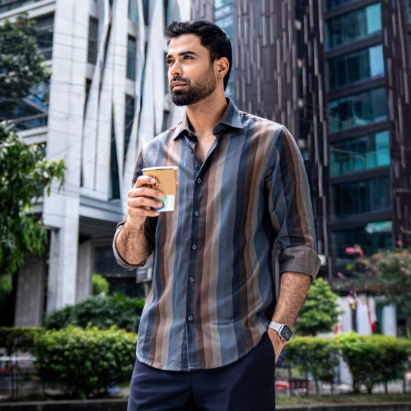 RICHMAN MEN’S SLIM FIT ASH STRIPE SHIRT RICHMAN MEN’S SLIM FIT ASH STRIPE SHIRT