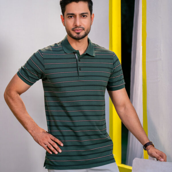 CLASSIC GREEN STRIPED POLO BY RICHMAN